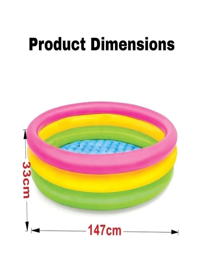 BlackZone 5 FT Round Sunset Glow Swimming Pool for Kids | Inflatable Colourful Ring Baby Pool Portable Baby Bath tub | 0-5 Years | Indoor & Outdoor (Multi Color) (5 FT Round) - Image 3